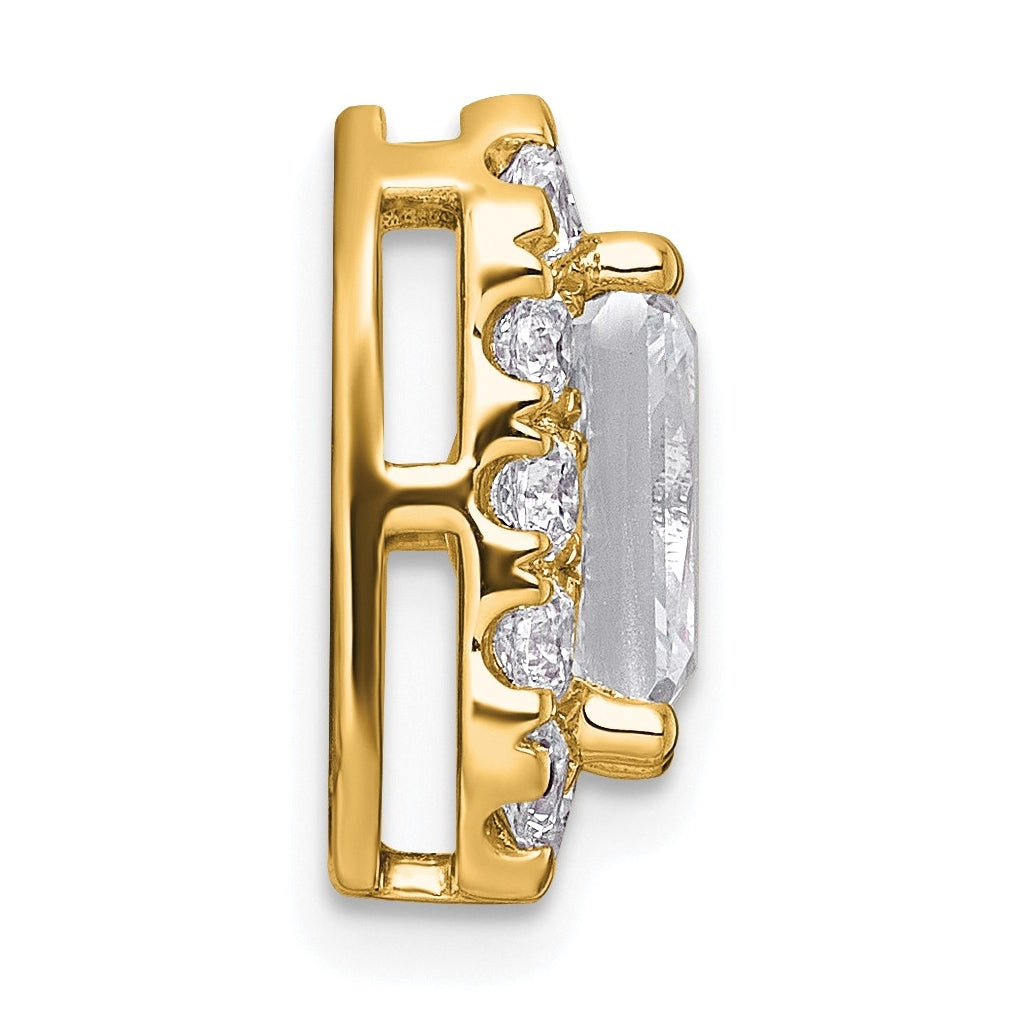 14K Yellow Or White Gold Certified Lab Grown Diamond VS+ F+ Radiant Complete Halo Chain Slide Pendant