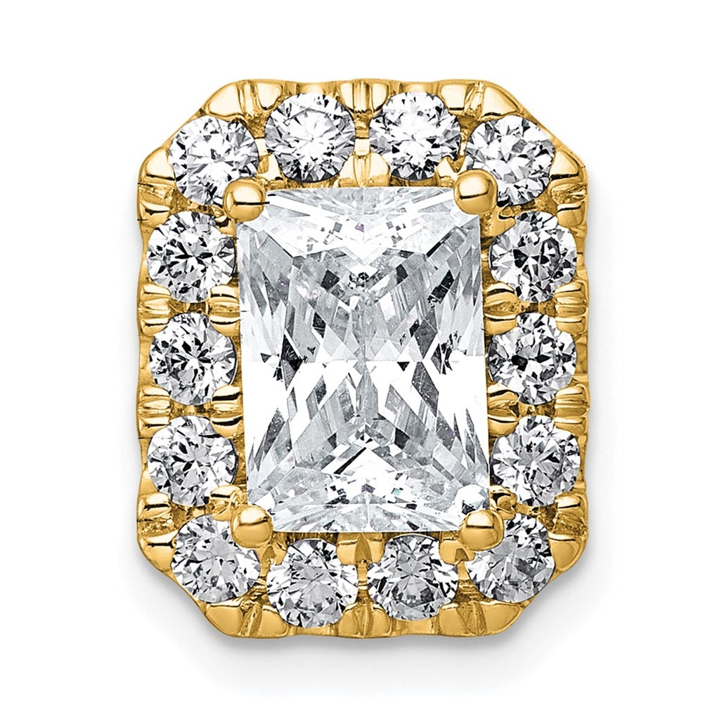 14K Yellow Or White Gold Certified Lab Grown Diamond VS+ F+ Radiant Complete Halo Chain Slide Pendant