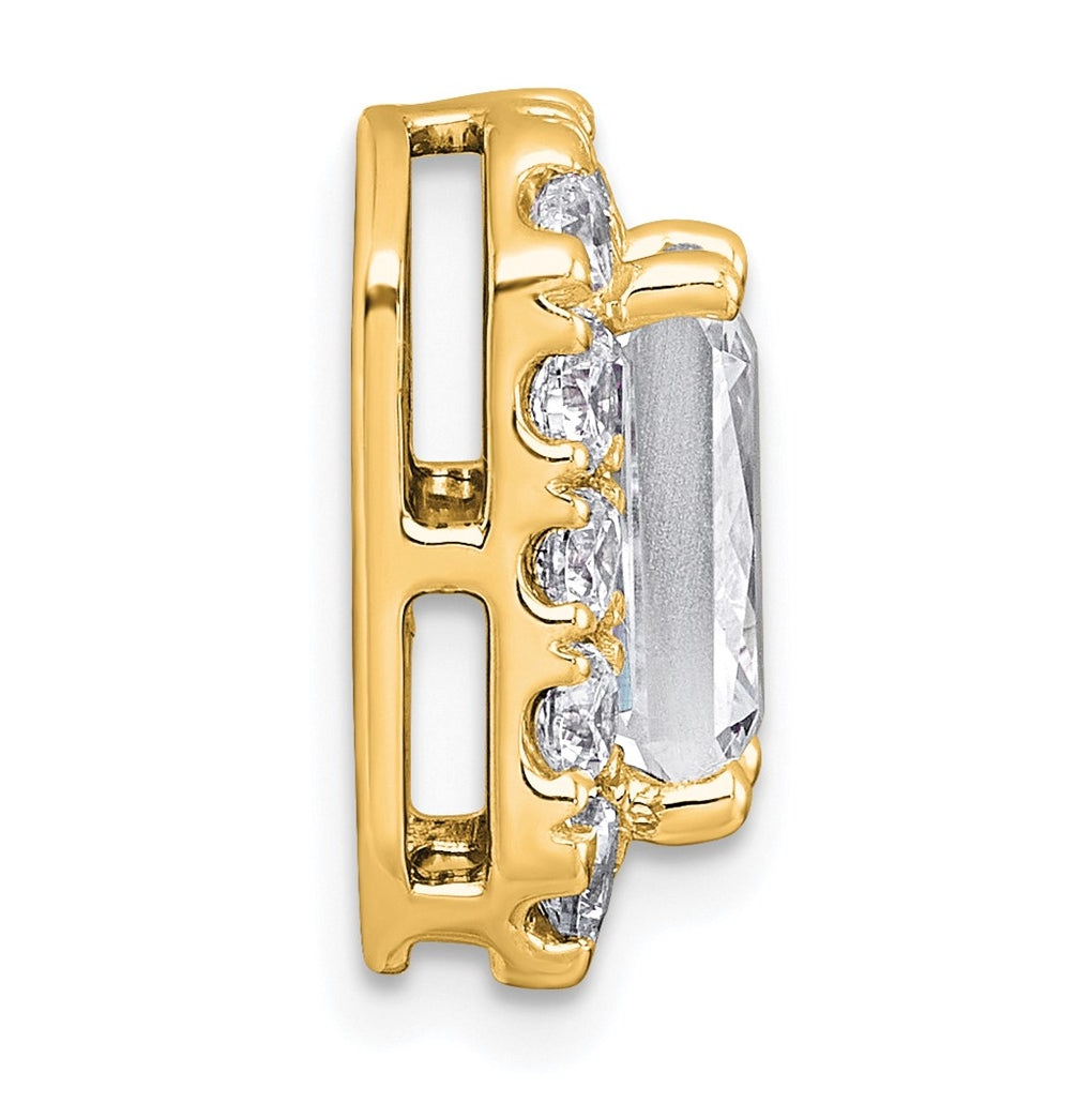 14K Yellow Or White Gold Certified Lab Grown Diamond VS+ F+ Radiant Complete Halo Chain Slide Pendant