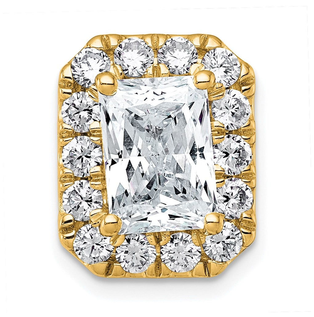 14K Yellow Or White Gold Certified Lab Grown Diamond VS+ F+ Radiant Complete Halo Chain Slide Pendant