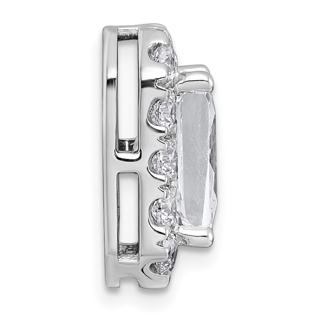 14K Yellow Or White Gold Lab Grown Diamond VS+ F+ Radiant Complete Halo Chain Slide Pendant