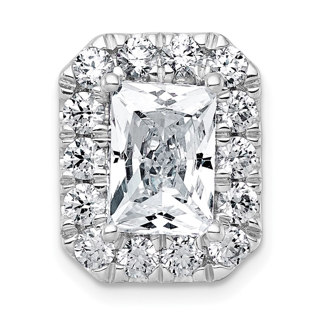 14K Yellow Or White Gold Lab Grown Diamond VS+ F+ Radiant Complete Halo Chain Slide Pendant