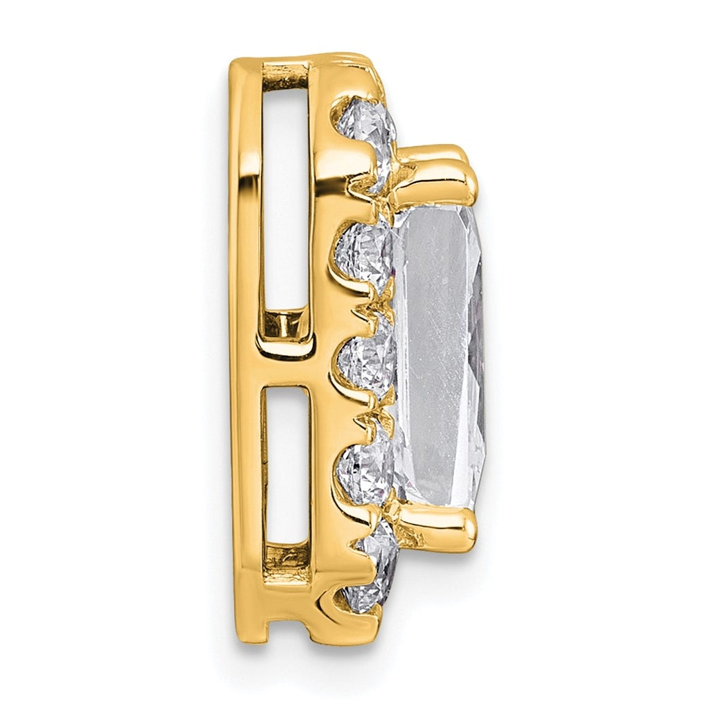 14K Yellow Or White Gold Lab Grown Diamond VS+ F+ Radiant Complete Halo Chain Slide Pendant