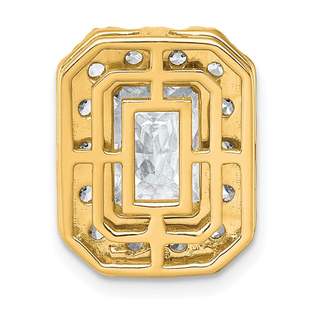 14K Yellow Or White Gold Certified Lab Grown Diamond VS+ F+ Radiant Complete Halo Chain Slide Pendant
