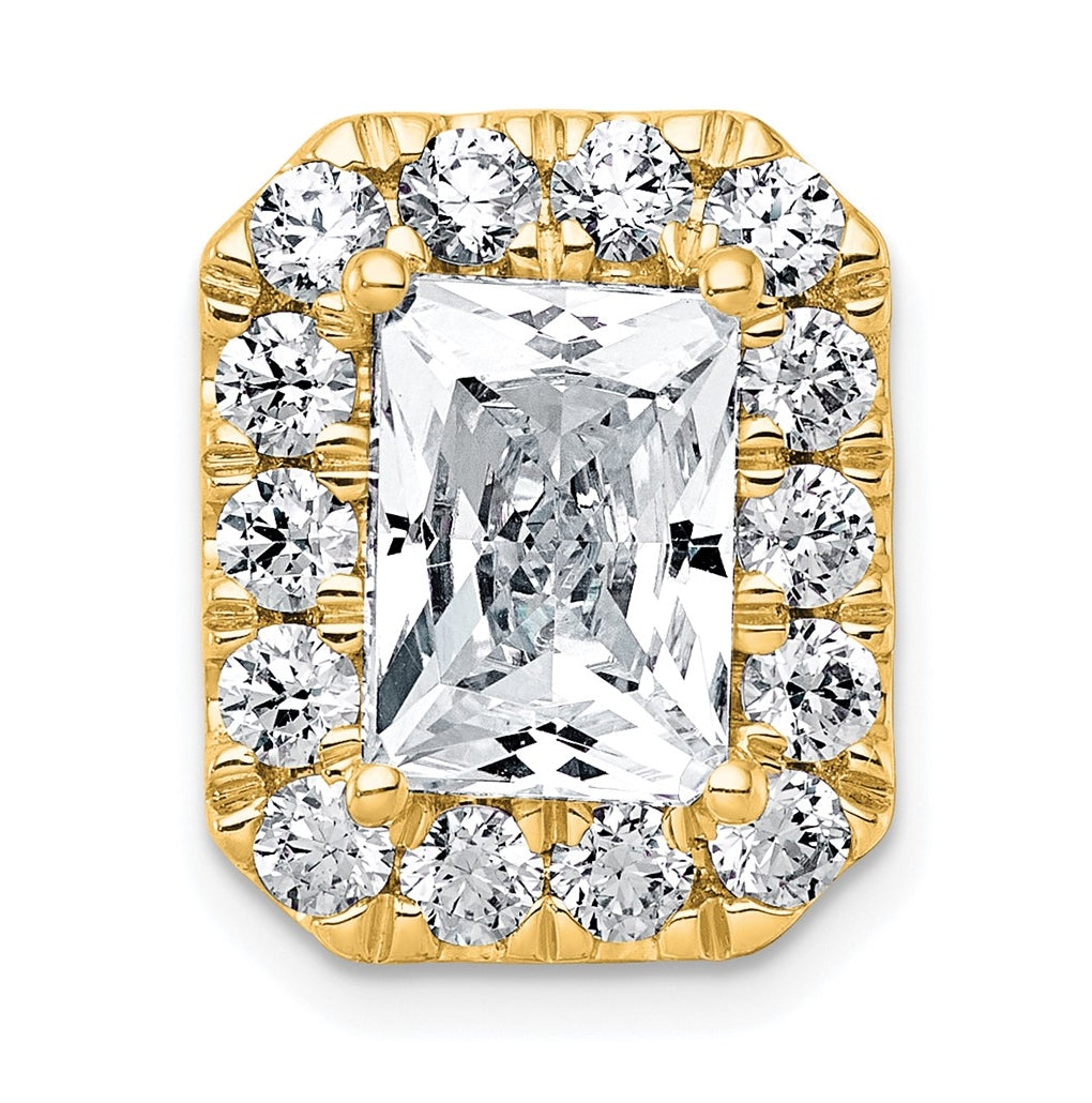 14K Yellow Or White Gold Certified Lab Grown Diamond VS+ F+ Radiant Complete Halo Chain Slide Pendant