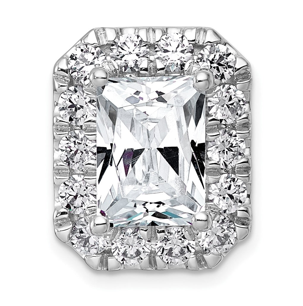 14K Yellow Or White Gold Lab Grown Diamond VS+ F+ Radiant Complete Halo Chain Slide Pendant