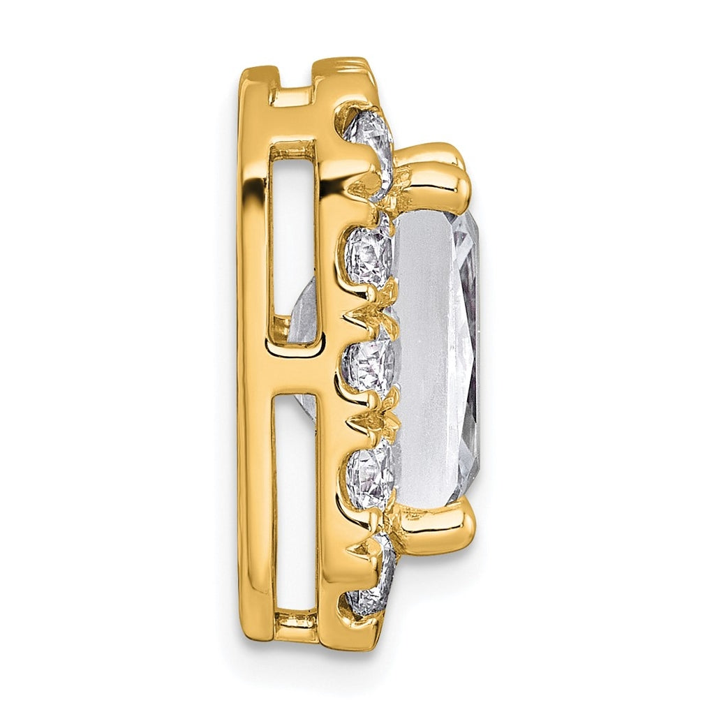 14K Yellow Or White Gold Certified Lab Grown Diamond VS+ F+ Radiant Complete Halo Chain Slide Pendant