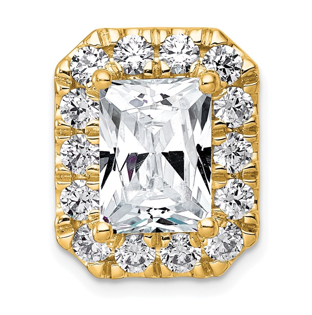 14K Yellow Or White Gold Lab Grown Diamond VS+ F+ Radiant Complete Halo Chain Slide Pendant