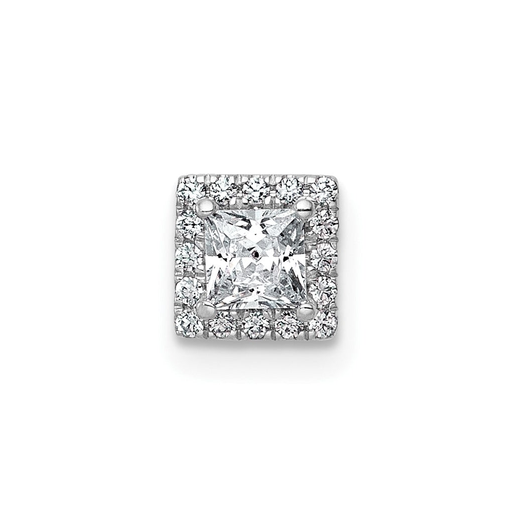 14K Yellow Or White Gold Lab Grown Diamond VS+ F+ Princess Complete Halo Chain Slide Pendant