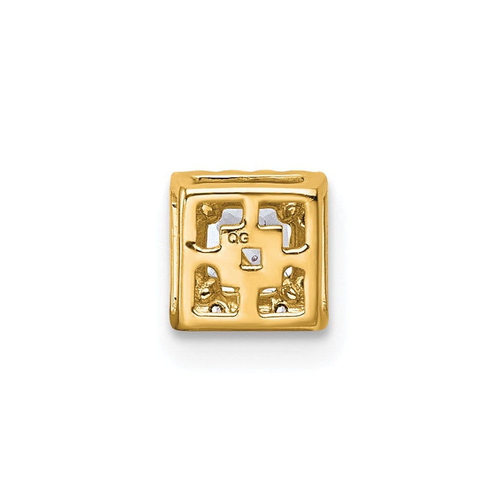14K Yellow Or White Gold Lab Grown Diamond VS+ F+ Princess Complete Halo Chain Slide Pendant