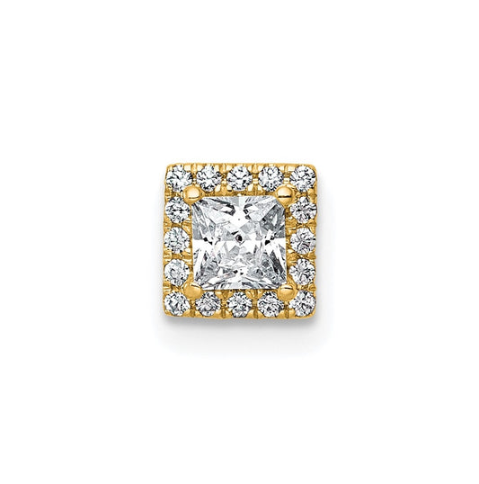 14K Yellow Or White Gold Lab Grown Diamond VS+ F+ Princess Complete Halo Chain Slide Pendant