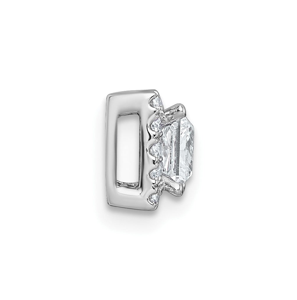 14K Yellow Or White Gold Lab Grown Diamond VS+ F+ Princess Complete Halo Chain Slide Pendant
