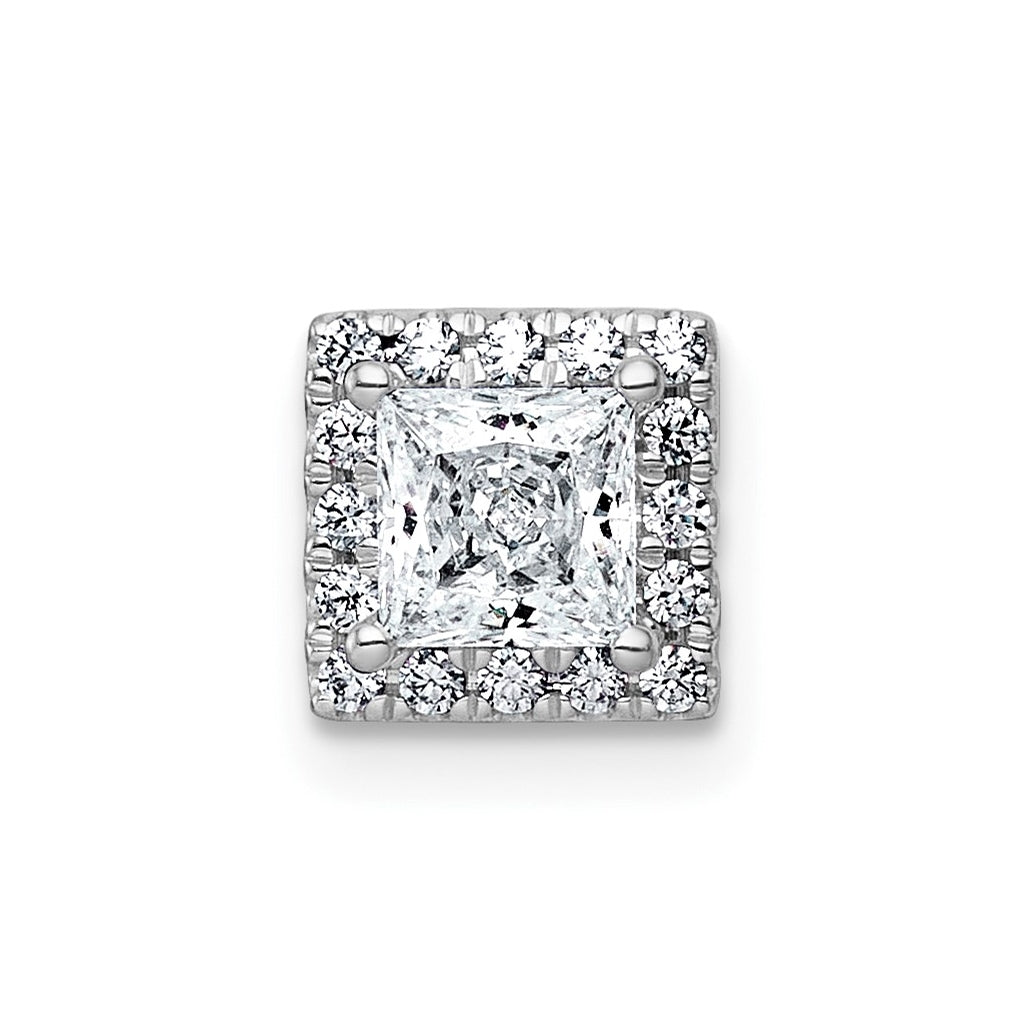 14K Yellow Or White Gold Lab Grown Diamond VS+ F+ Princess Complete Halo Chain Slide Pendant