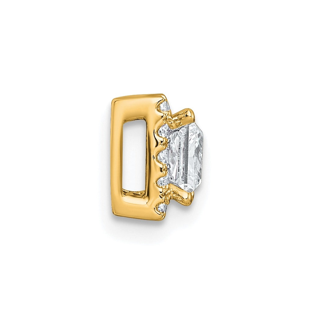 14K Yellow Or White Gold Lab Grown Diamond VS+ F+ Princess Complete Halo Chain Slide Pendant
