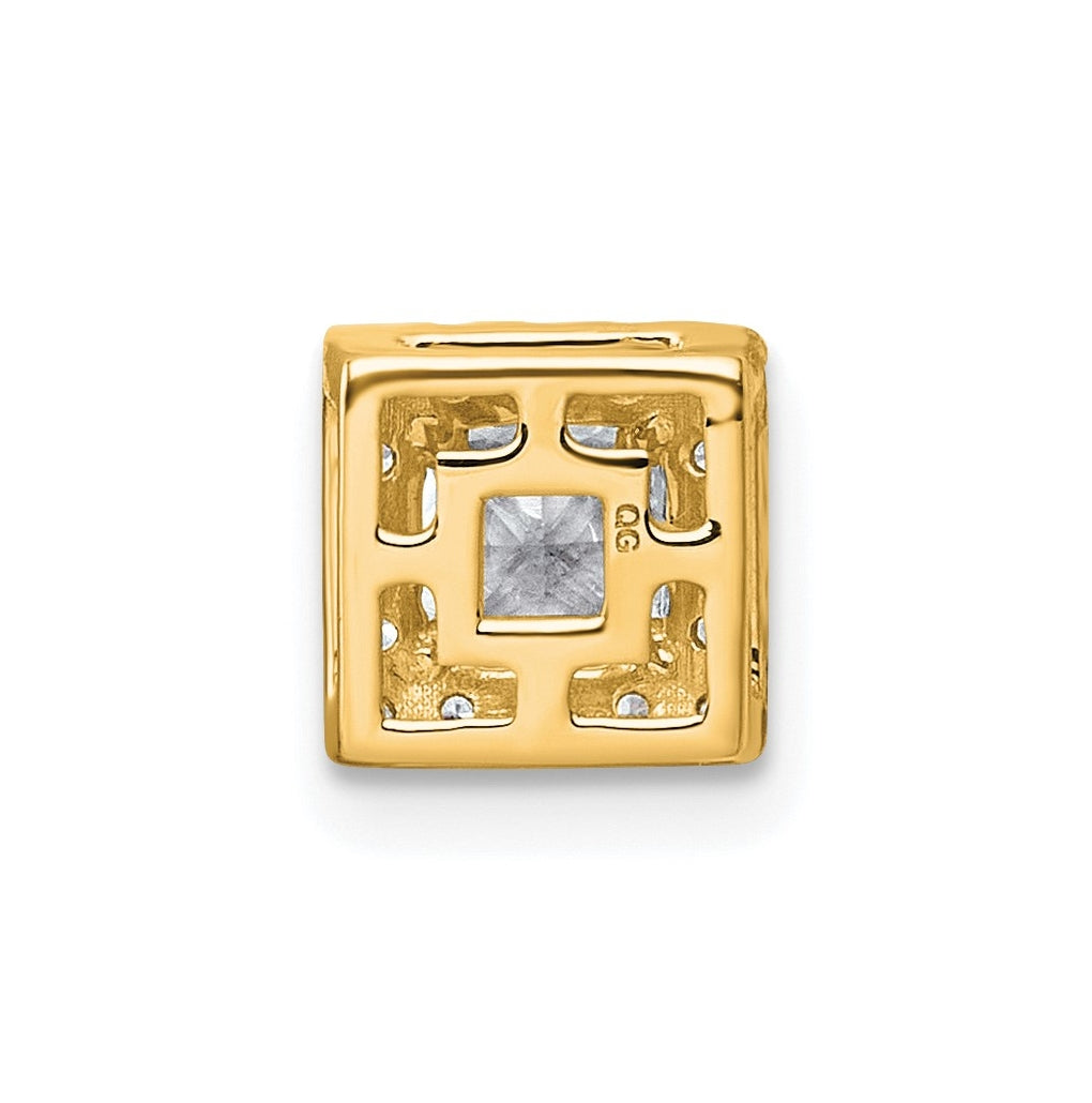 14K Yellow Or White Gold Lab Grown Diamond VS+ F+ Princess Complete Halo Chain Slide Pendant