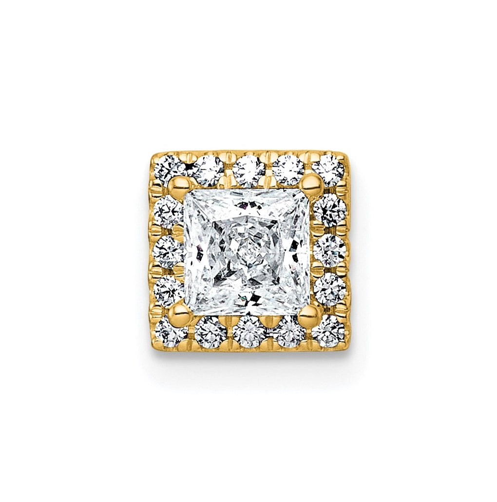 14K Yellow Or White Gold Lab Grown Diamond VS+ F+ Princess Complete Halo Chain Slide Pendant