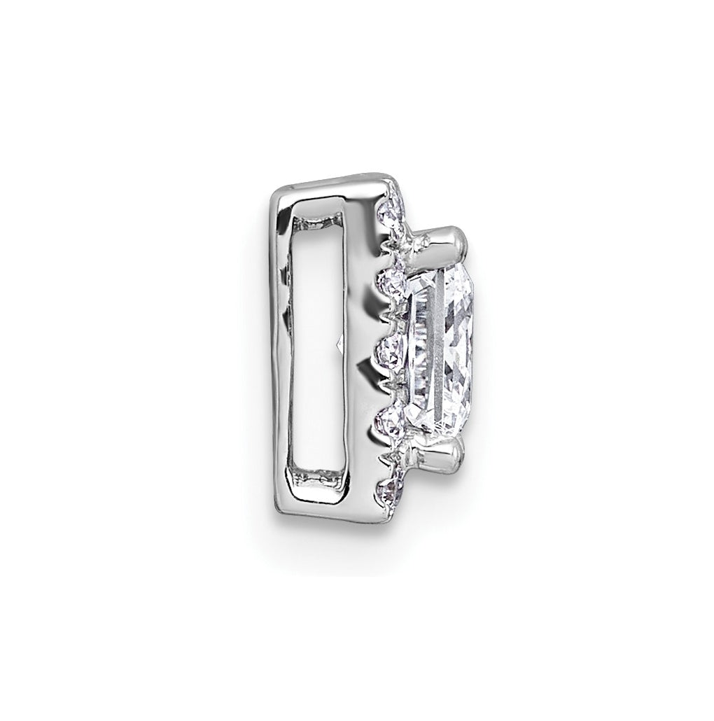 14K Yellow Or White Gold Certified Lab Grown Diamond VS+ F+ Princess Complete Halo Chain Slide Pendant