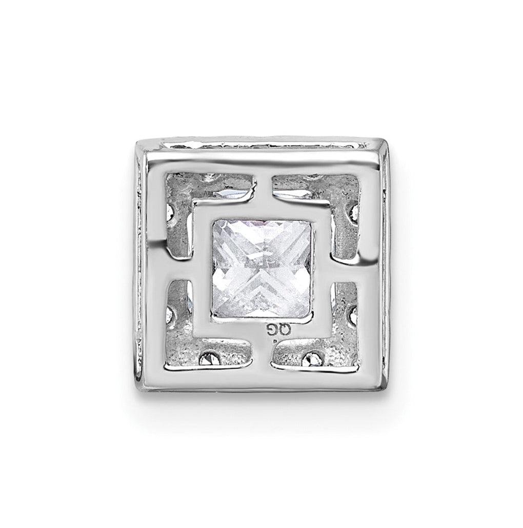 14K Yellow Or White Gold Lab Grown Diamond VS+ F+ Princess Complete Halo Chain Slide Pendant