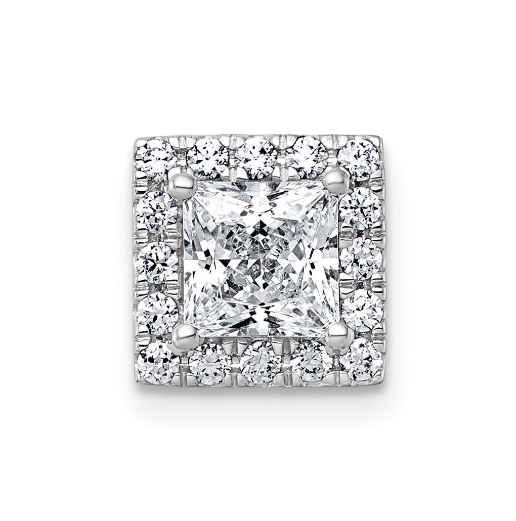 14K Yellow Or White Gold Certified Lab Grown Diamond VS+ F+ Princess Complete Halo Chain Slide Pendant