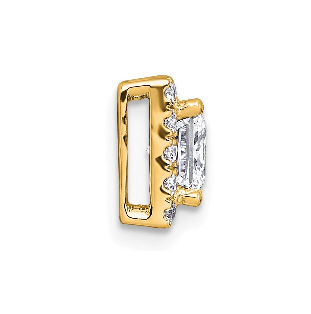 14K Yellow Or White Gold Certified Lab Grown Diamond VS+ F+ Princess Complete Halo Chain Slide Pendant