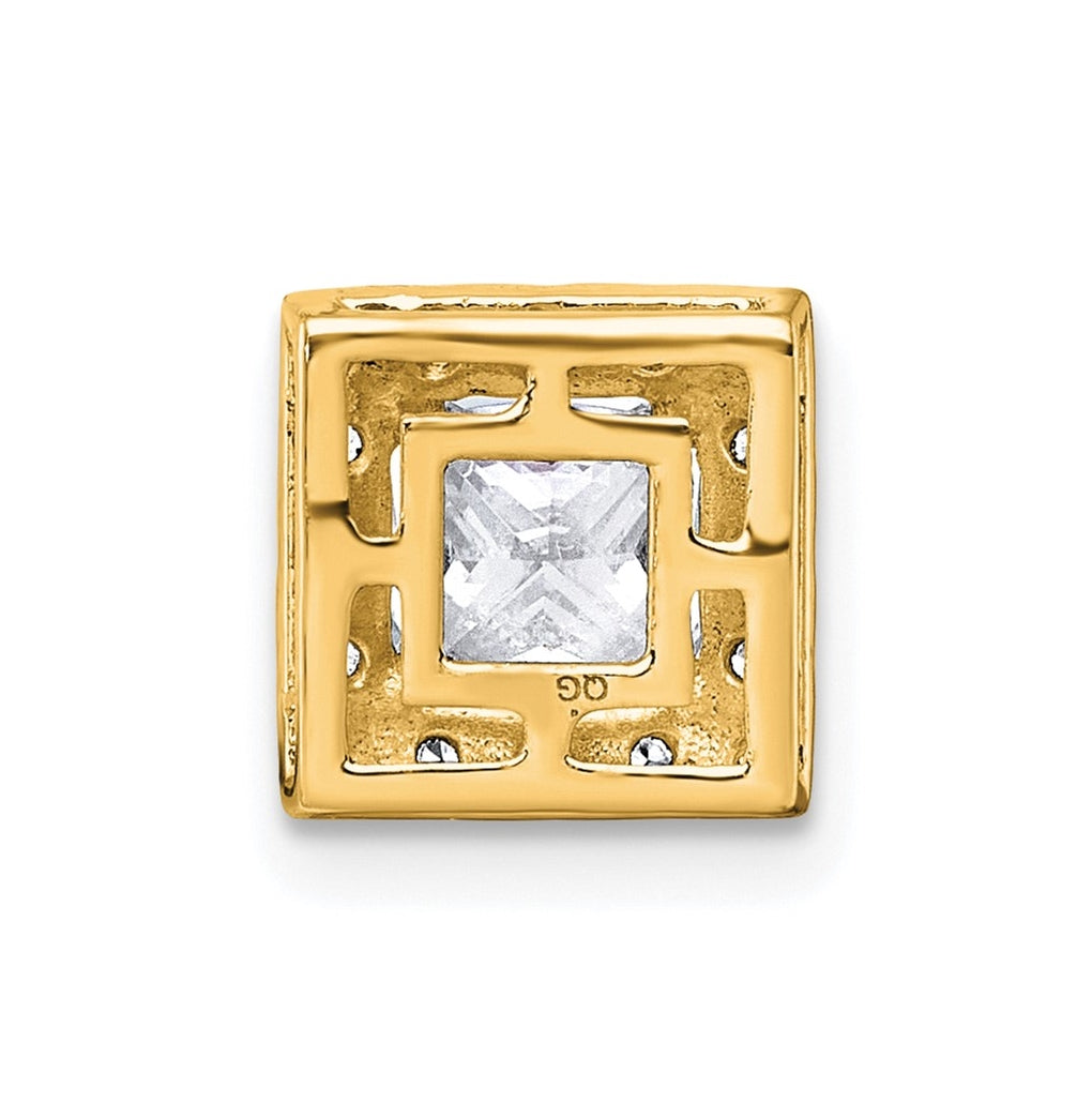 14K Yellow Or White Gold Certified Lab Grown Diamond VS+ F+ Princess Complete Halo Chain Slide Pendant