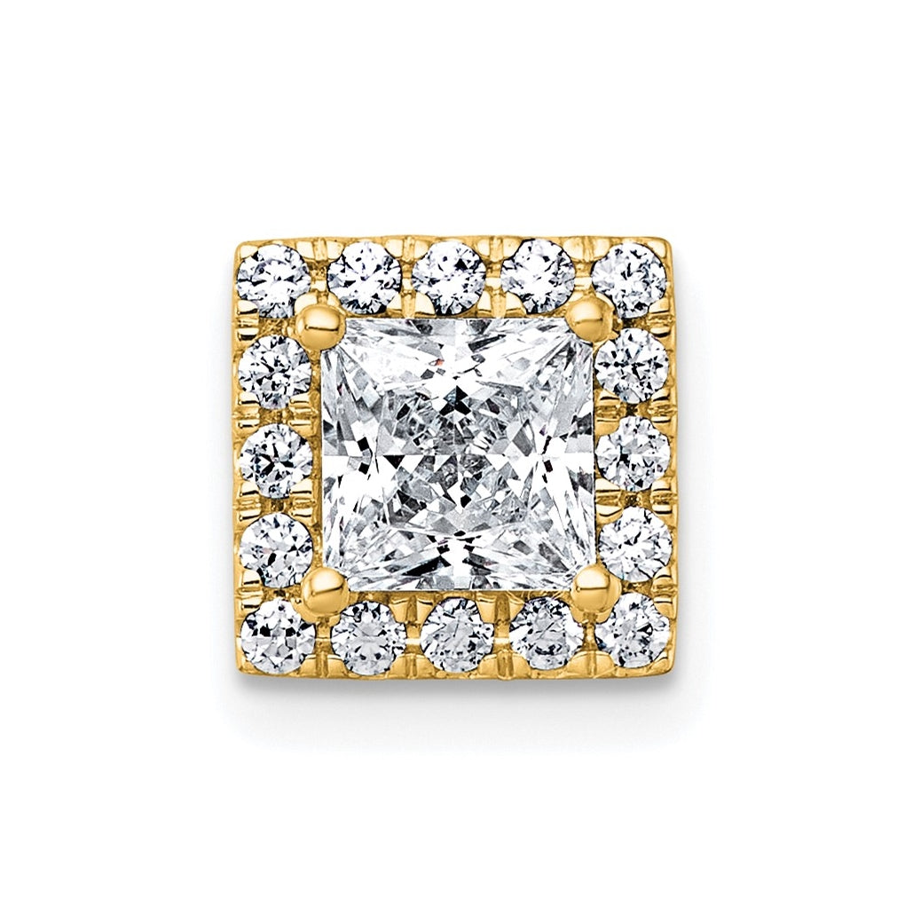 14K Yellow Or White Gold Certified Lab Grown Diamond VS+ F+ Princess Complete Halo Chain Slide Pendant
