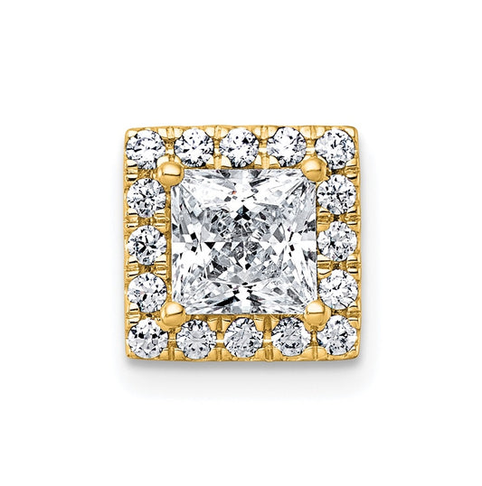 14K Yellow Or White Gold Certified Lab Grown Diamond VS+ F+ Princess Complete Halo Chain Slide Pendant