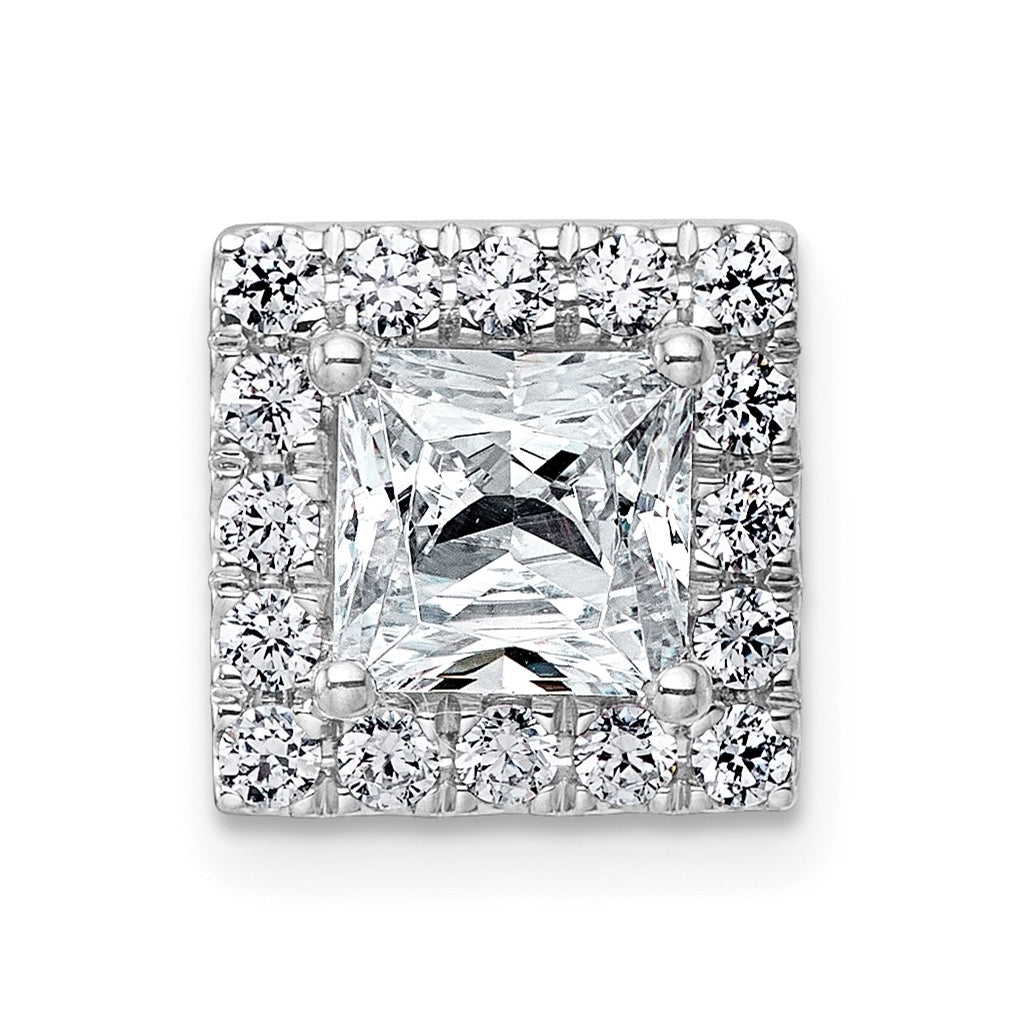 14K Yellow Or White Gold Lab Grown Diamond VS+ F+ Princess Complete Halo Chain Slide Pendant
