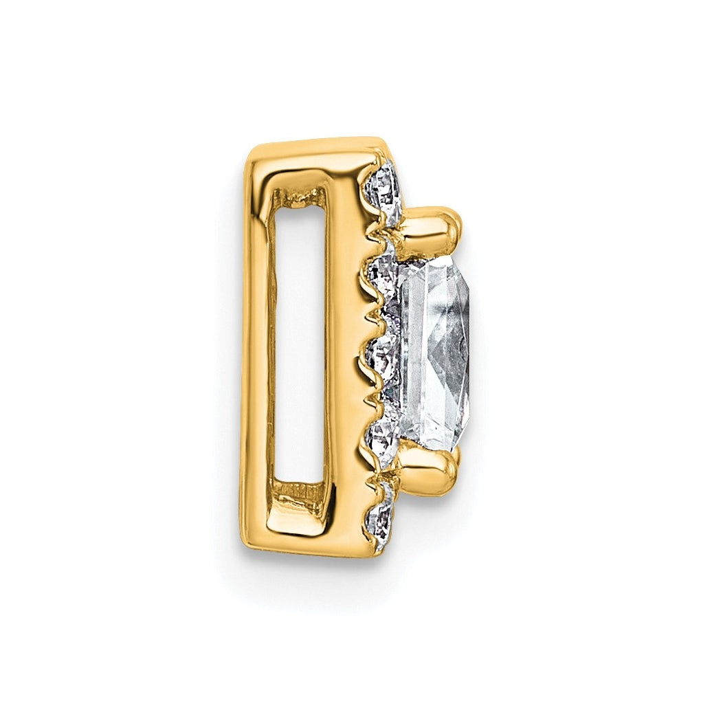 14K Yellow Or White Gold Certified Lab Grown Diamond VS+ F+ Princess Complete Halo Chain Slide Pendant