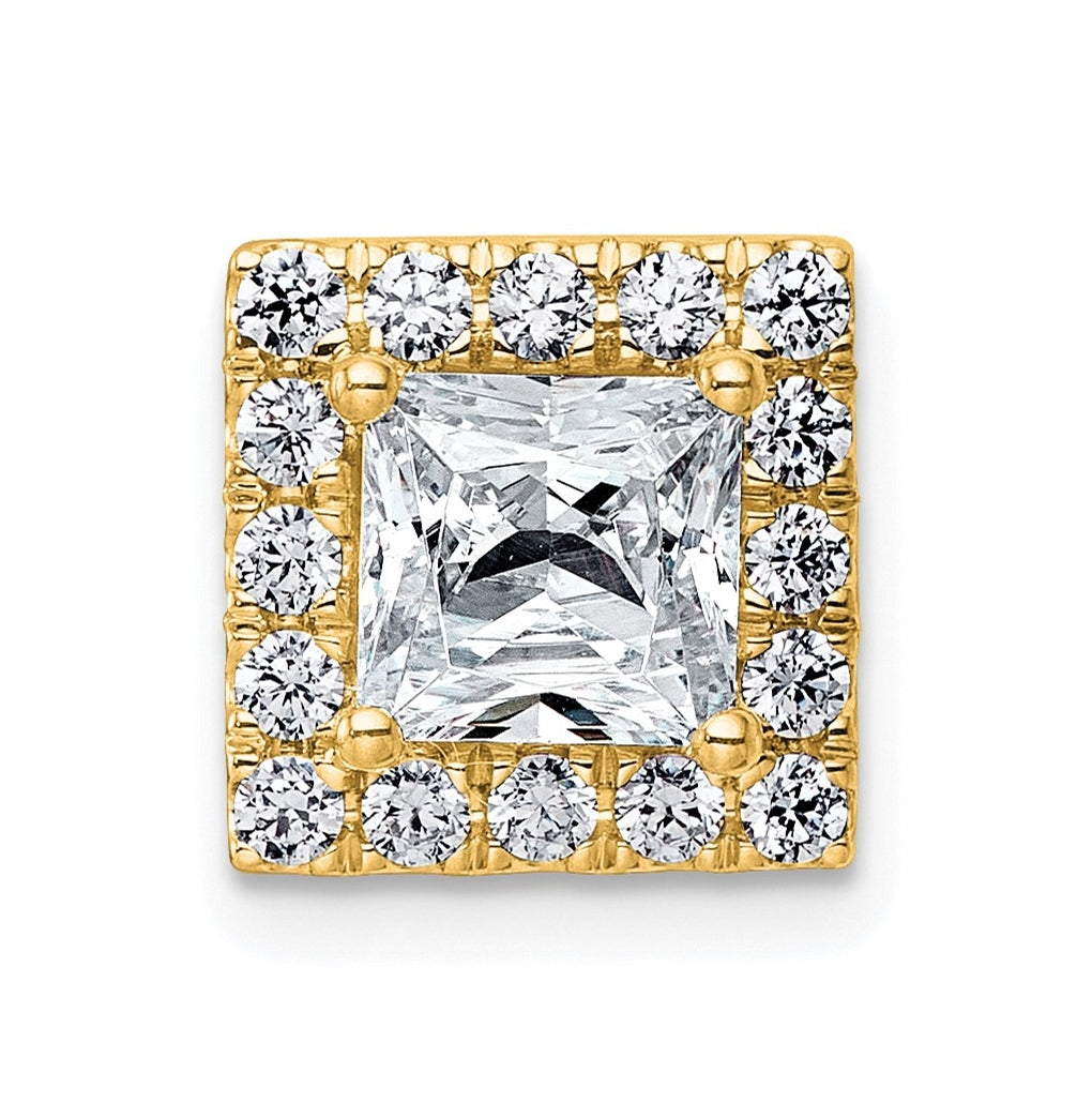 14K Yellow Or White Gold Certified Lab Grown Diamond VS+ F+ Princess Complete Halo Chain Slide Pendant