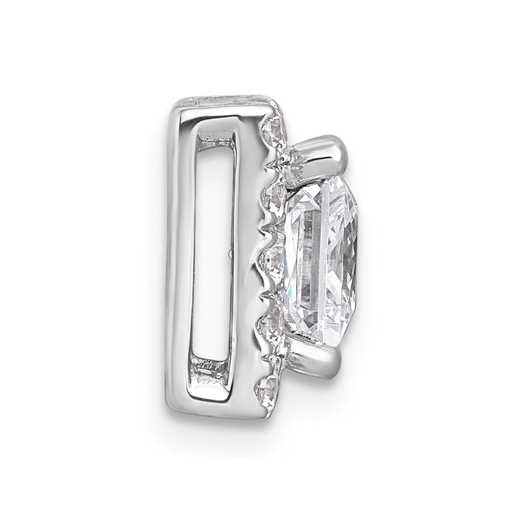 14K Yellow Or White Gold Certified Lab Grown Diamond VS+ F+ Princess Complete Halo Chain Slide Pendant