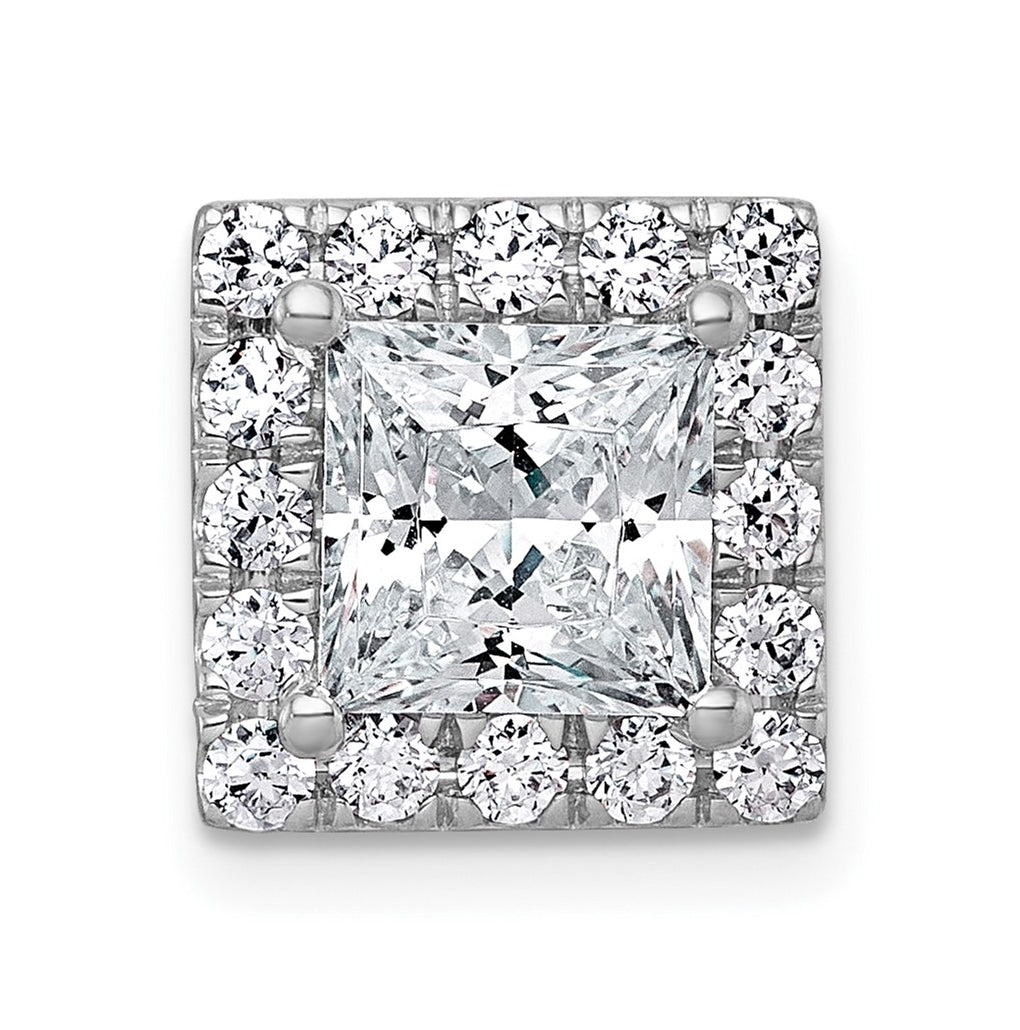 14K Yellow Or White Gold Certified Lab Grown Diamond VS+ F+ Princess Complete Halo Chain Slide Pendant