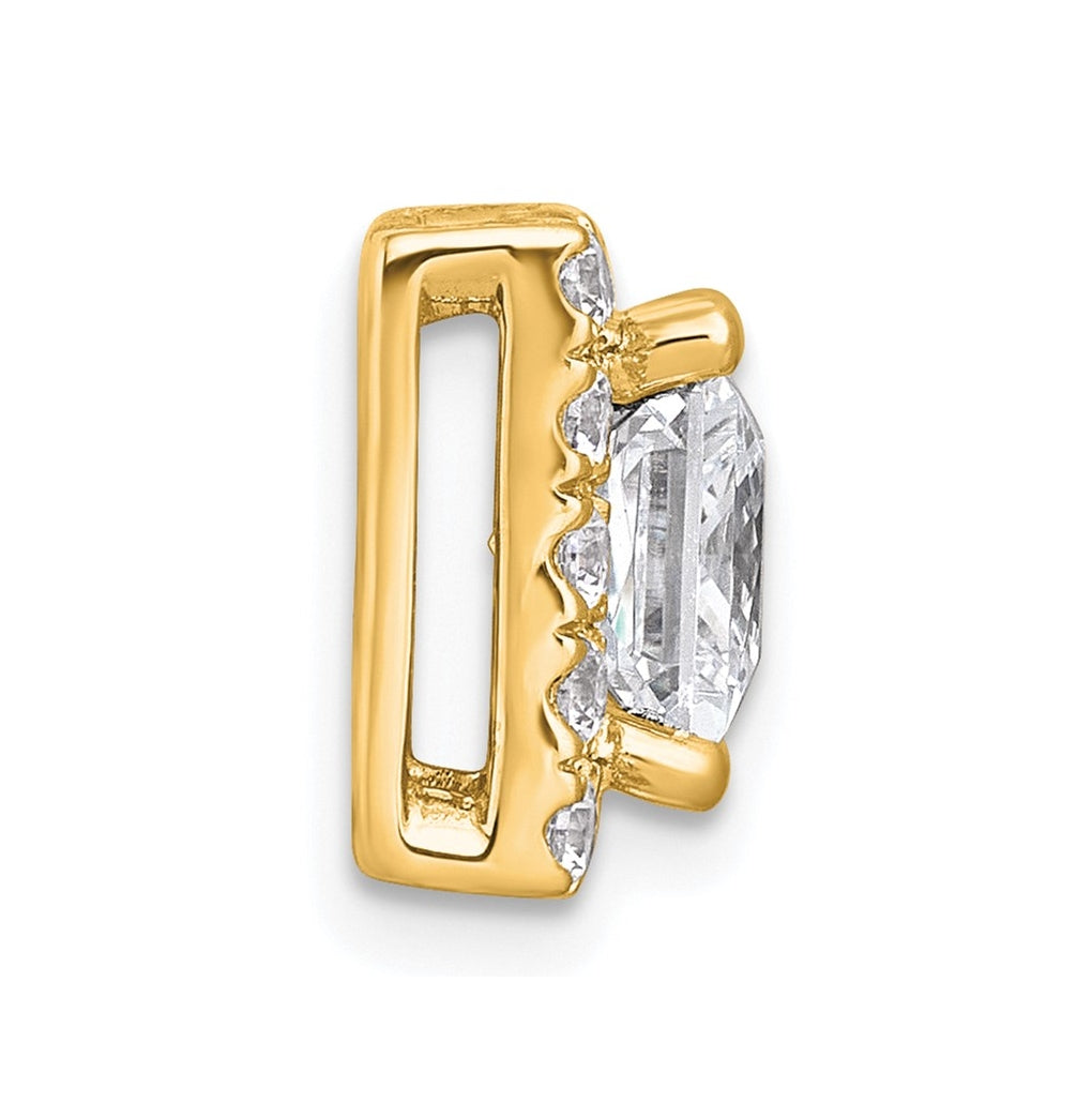 14K Yellow Or White Gold Certified Lab Grown Diamond VS+ F+ Princess Complete Halo Chain Slide Pendant