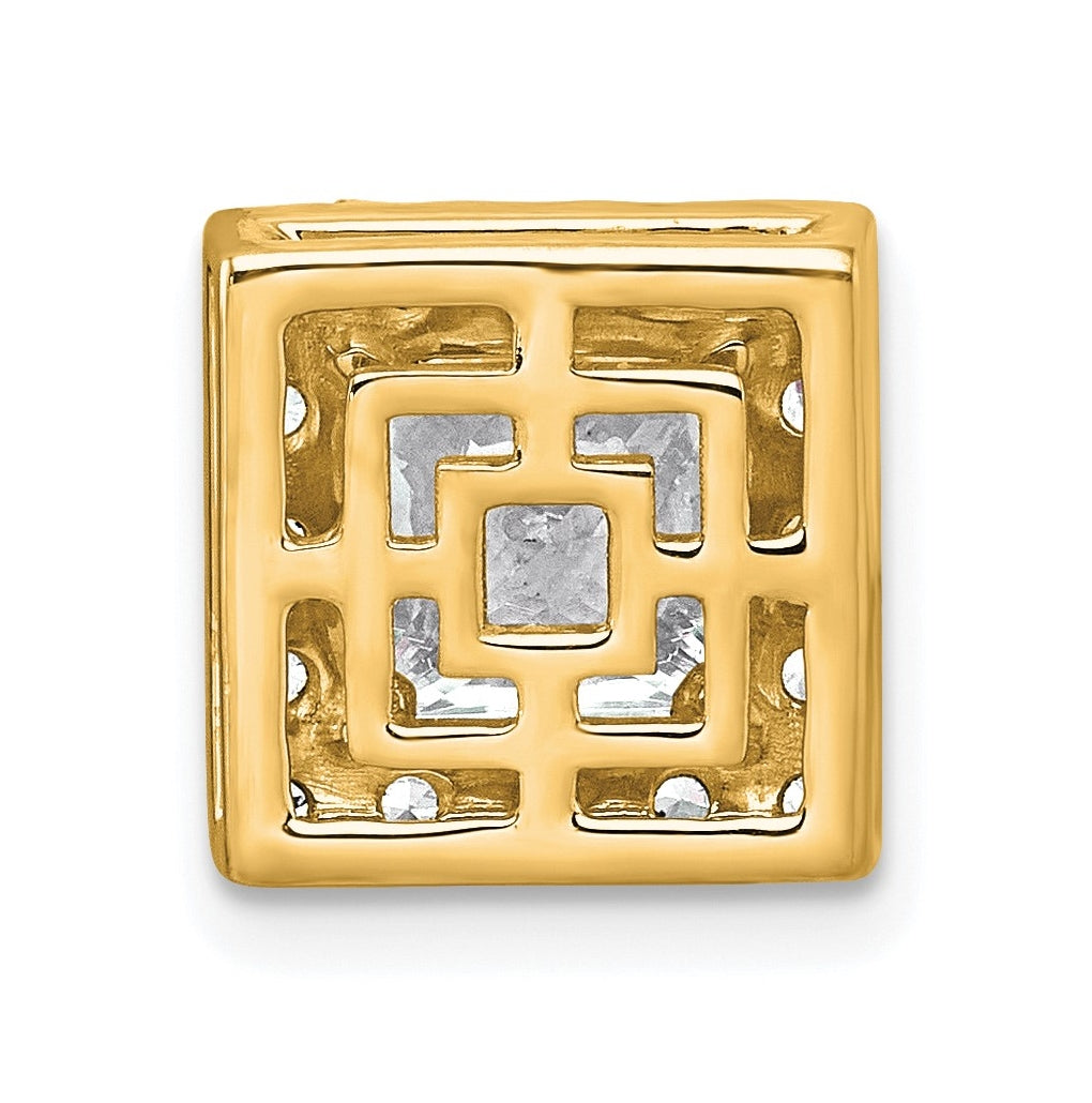 14K Yellow Or White Gold Certified Lab Grown Diamond VS+ F+ Princess Complete Halo Chain Slide Pendant