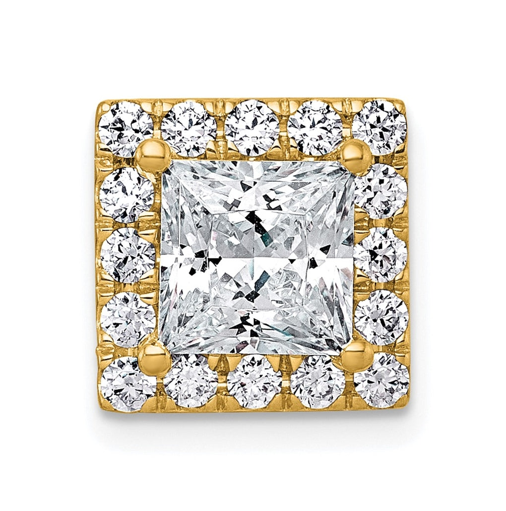 14K Yellow Or White Gold Certified Lab Grown Diamond VS+ F+ Princess Complete Halo Chain Slide Pendant
