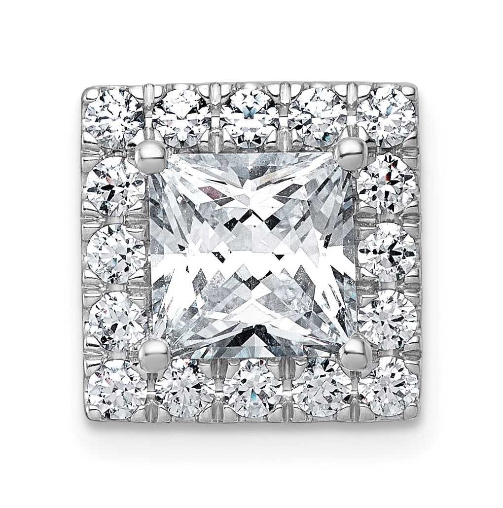 14K Yellow Or White Gold Certified Lab Grown Diamond VS+ F+ Princess Complete Halo Chain Slide Pendant