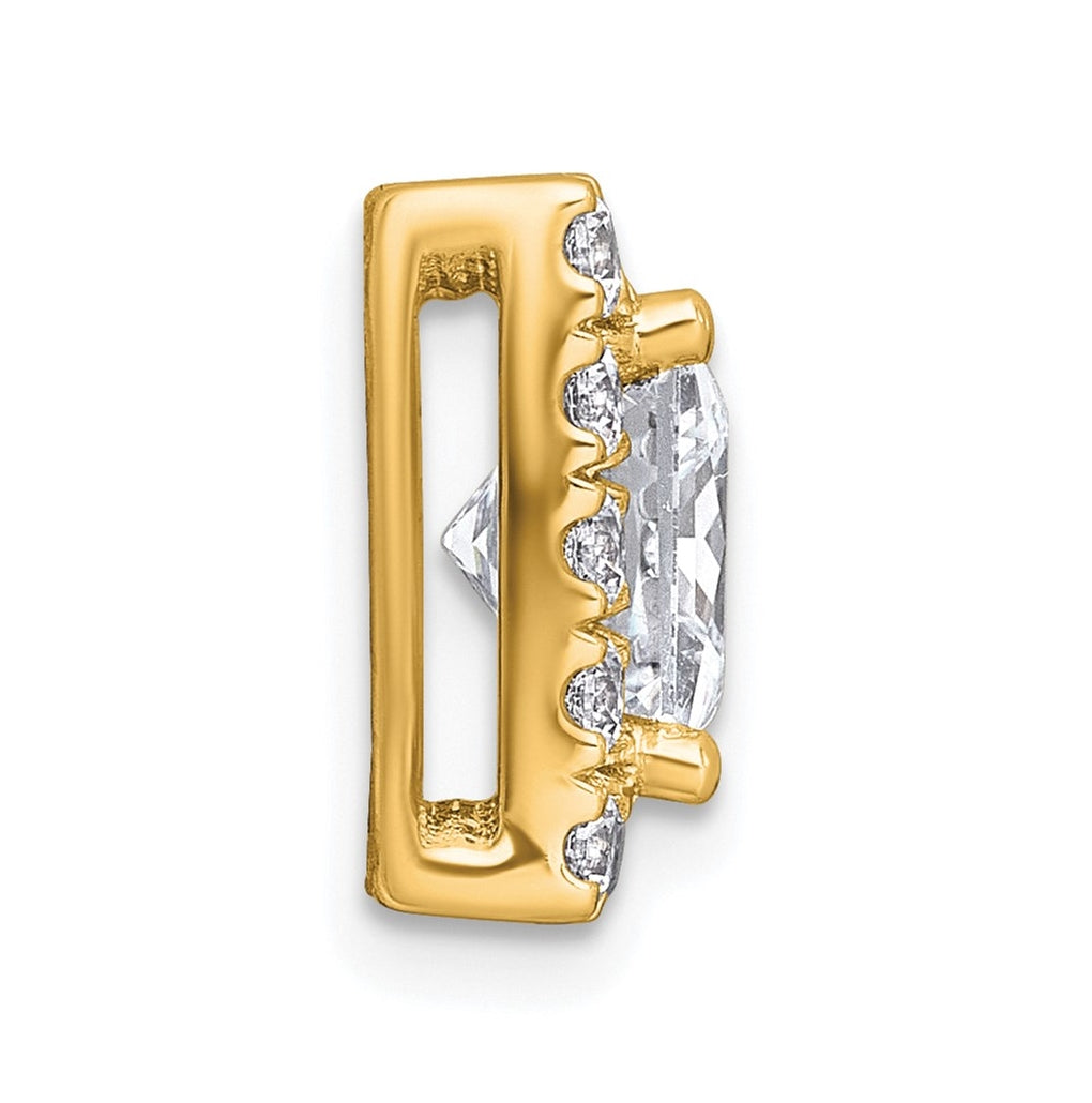 14K Yellow Or White Gold Lab Grown Diamond VS+ F+ Princess Complete Halo Chain Slide Pendant
