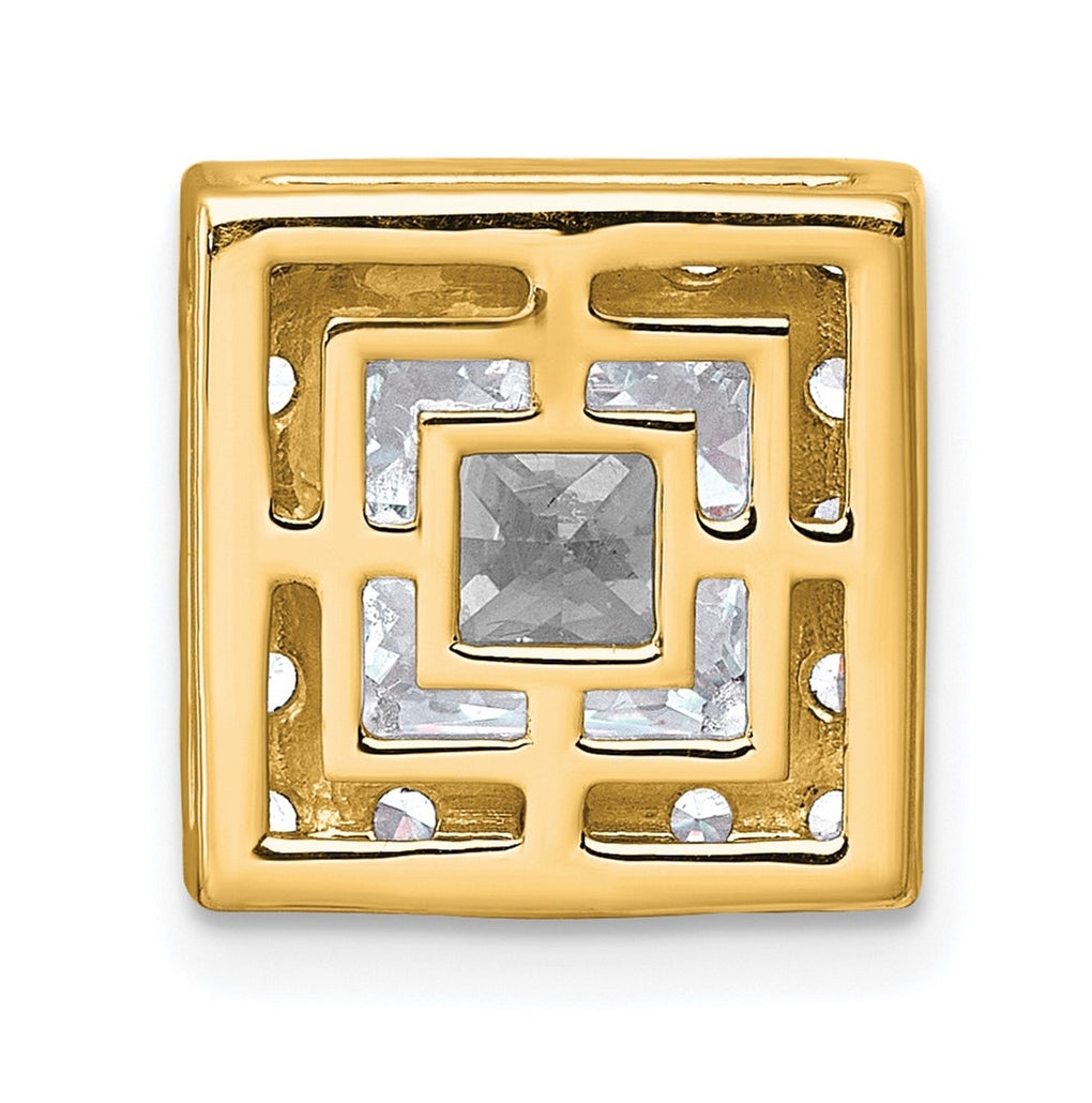 14K Yellow Or White Gold Lab Grown Diamond VS+ F+ Princess Complete Halo Chain Slide Pendant