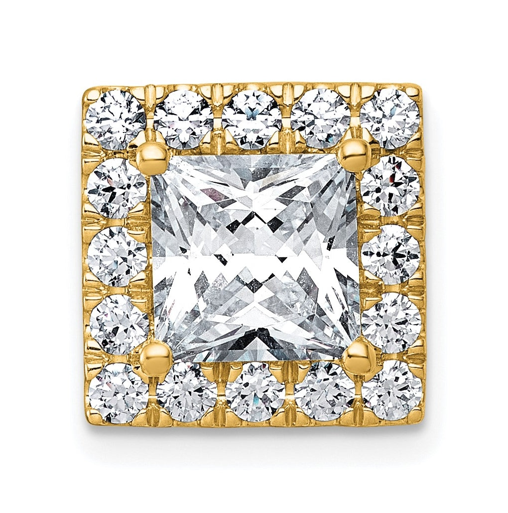 14K Yellow Or White Gold Certified Lab Grown Diamond VS+ F+ Princess Complete Halo Chain Slide Pendant