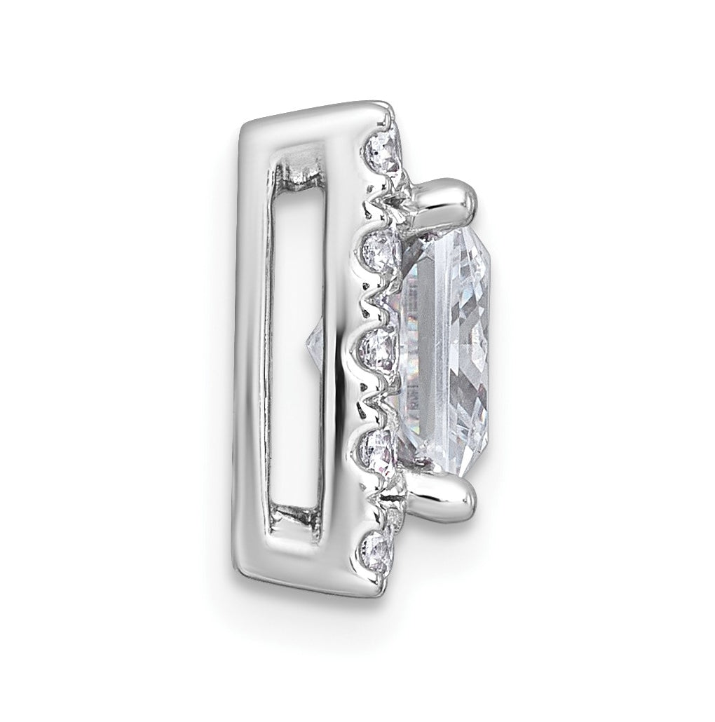 14K Yellow Or White Gold Certified Lab Grown Diamond VS+ F+ Princess Complete Halo Chain Slide Pendant