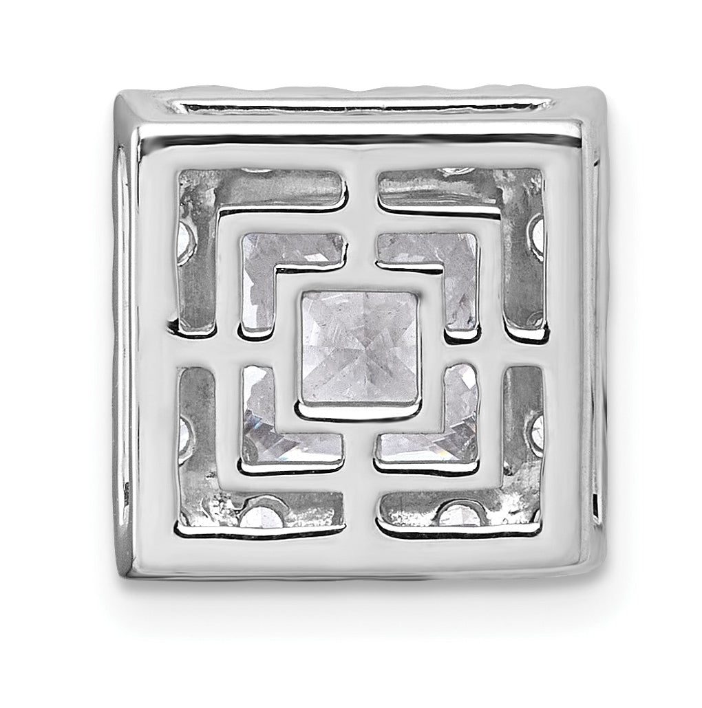 14K Yellow Or White Gold Lab Grown Diamond VS+ F+ Princess Complete Halo Chain Slide Pendant