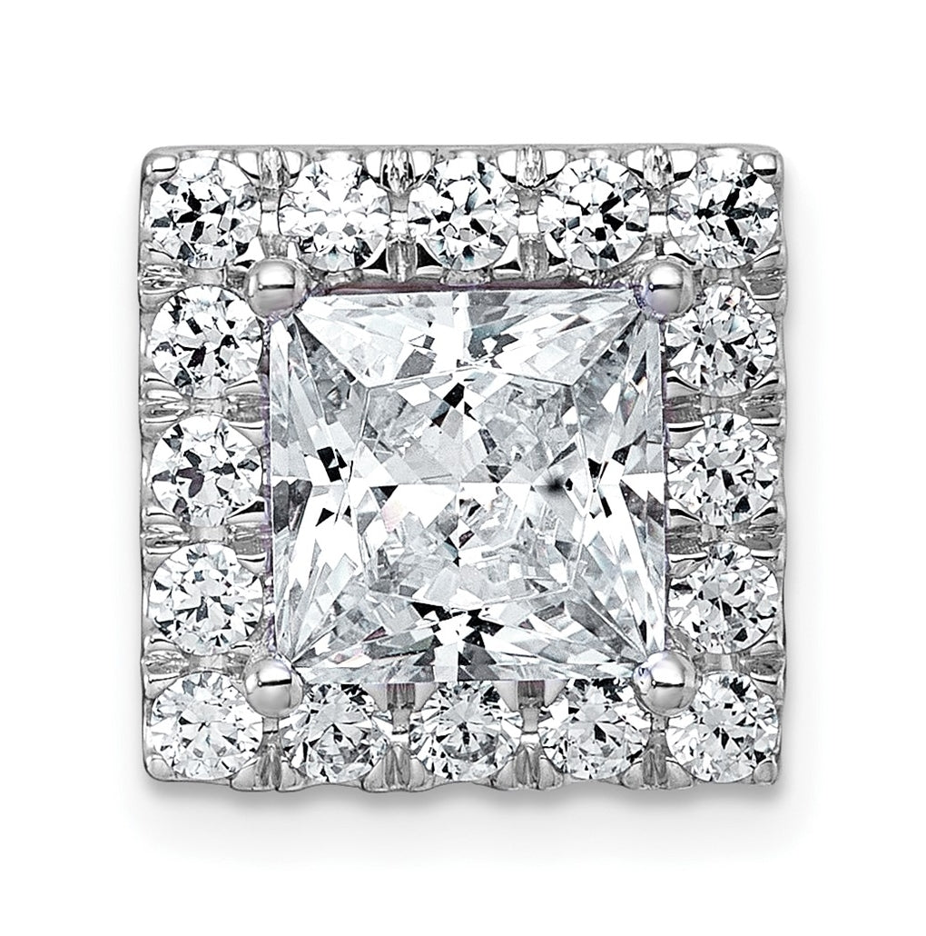 14K Yellow Or White Gold Certified Lab Grown Diamond VS+ F+ Princess Complete Halo Chain Slide Pendant