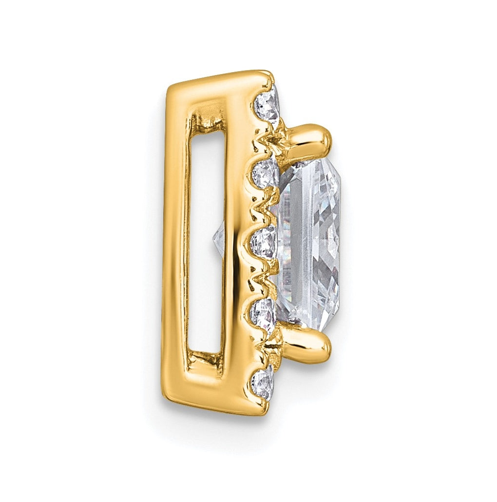 14K Yellow Or White Gold Certified Lab Grown Diamond VS+ F+ Princess Complete Halo Chain Slide Pendant