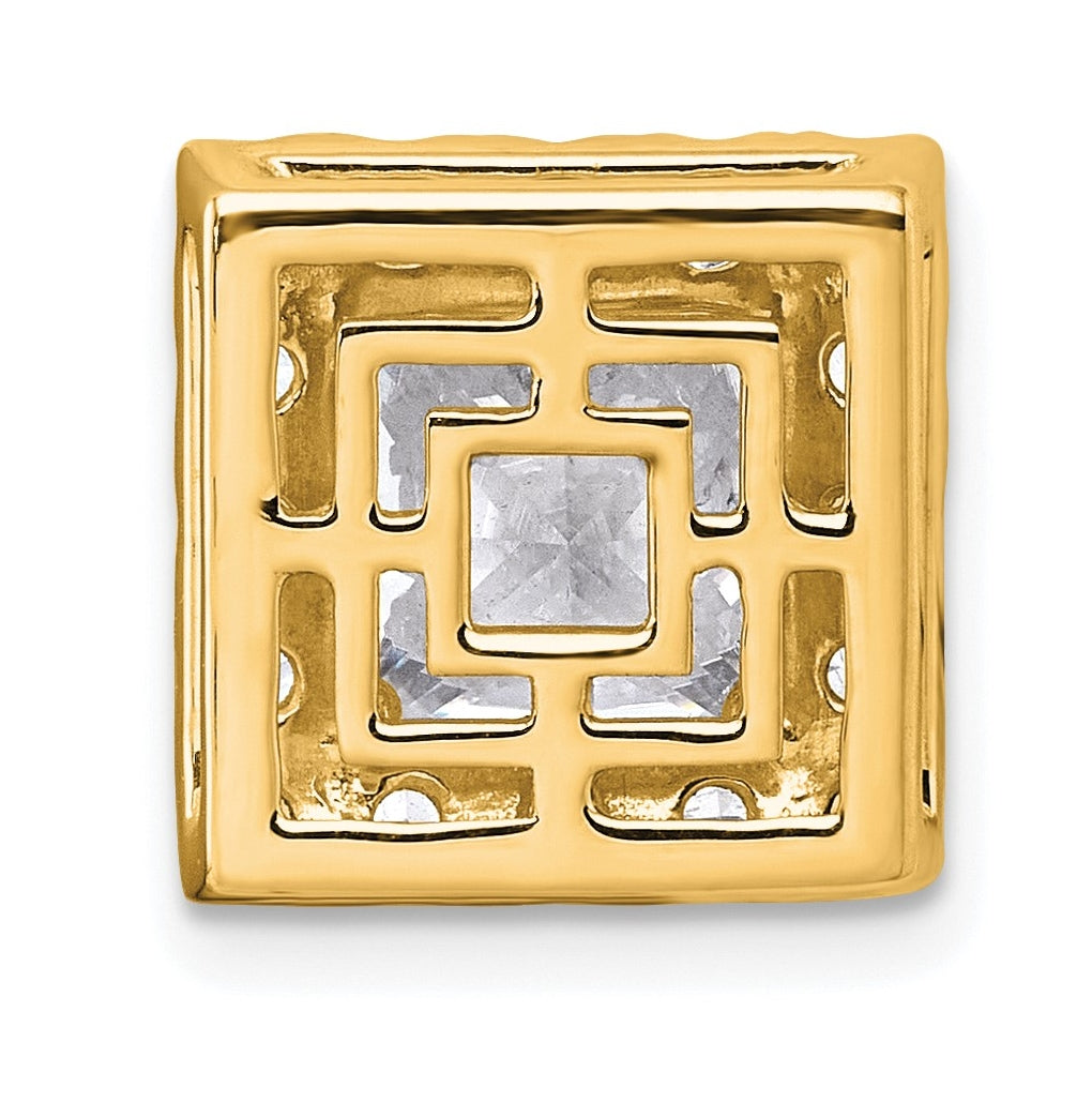 14K Yellow Or White Gold Lab Grown Diamond VS+ F+ Princess Complete Halo Chain Slide Pendant