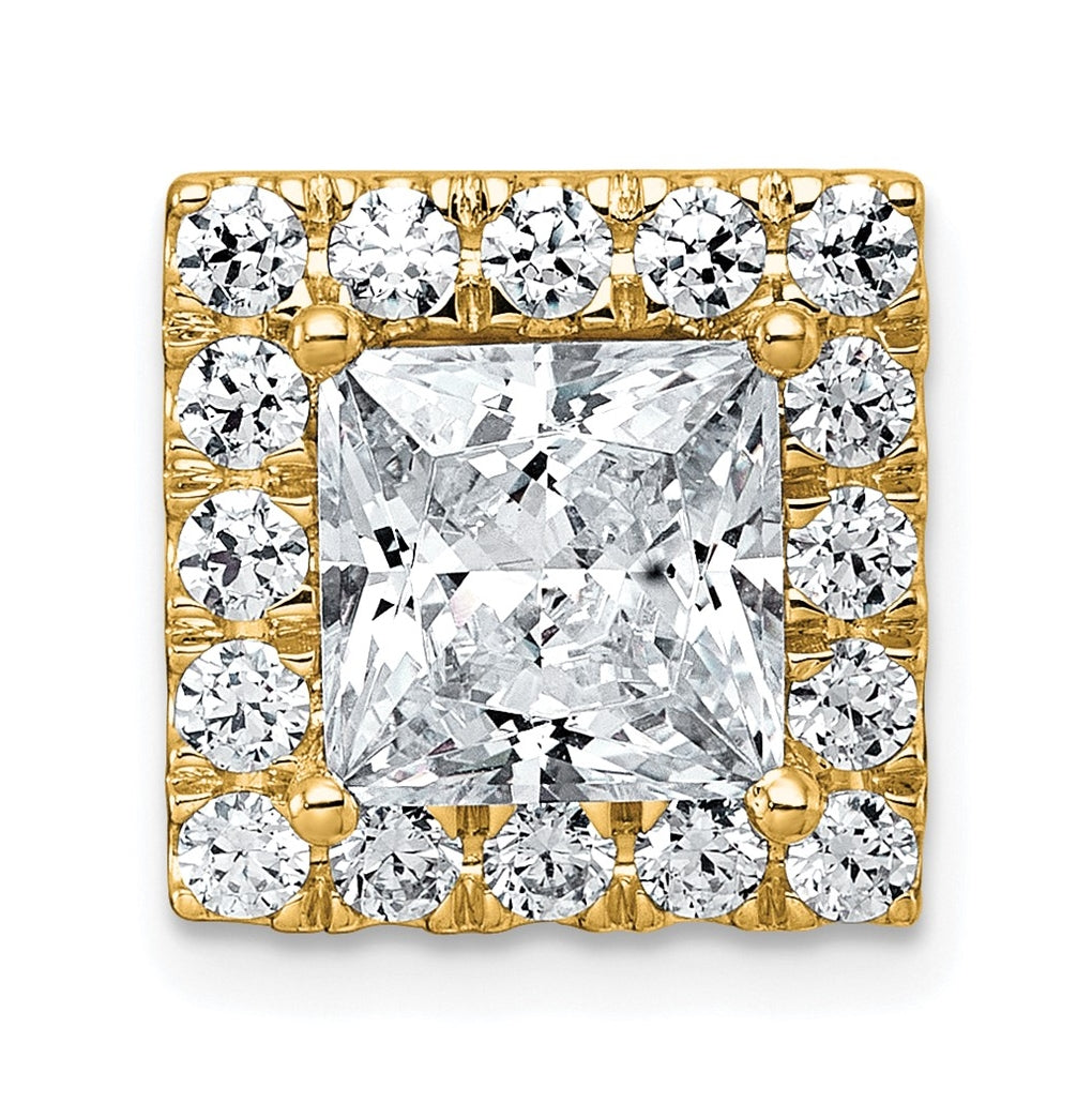 14K Yellow Or White Gold Certified Lab Grown Diamond VS+ F+ Princess Complete Halo Chain Slide Pendant