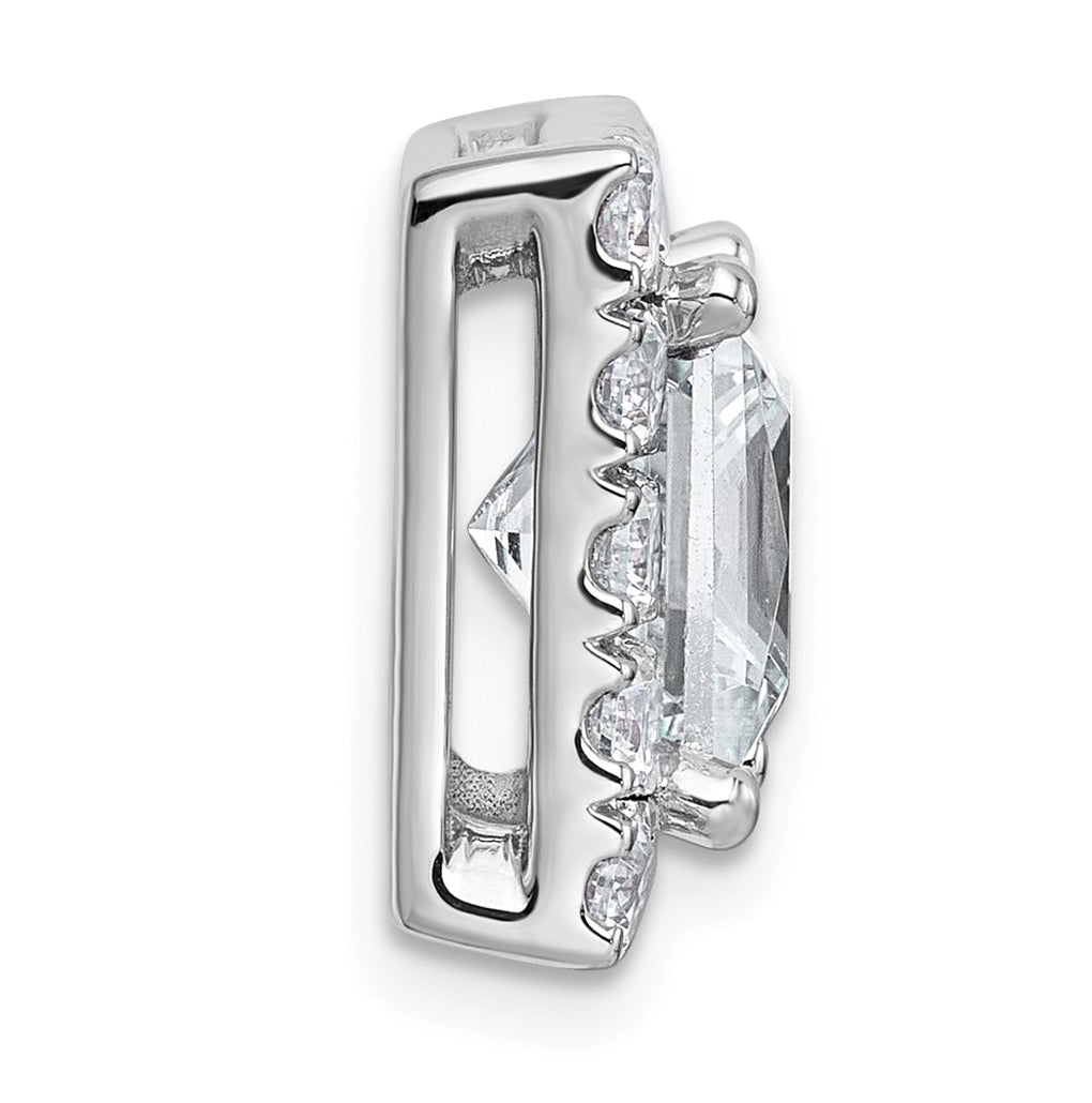 14K Yellow Or White Gold Lab Grown Diamond VS+ F+ Princess Complete Halo Chain Slide Pendant