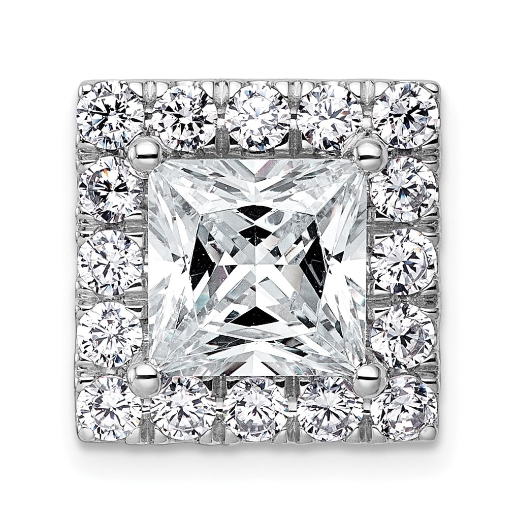 14K Yellow Or White Gold Certified Lab Grown Diamond VS+ F+ Princess Complete Halo Chain Slide Pendant