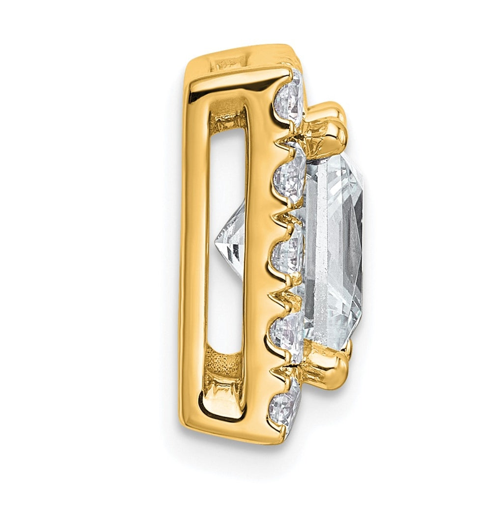 14K Yellow Or White Gold Lab Grown Diamond VS+ F+ Princess Complete Halo Chain Slide Pendant