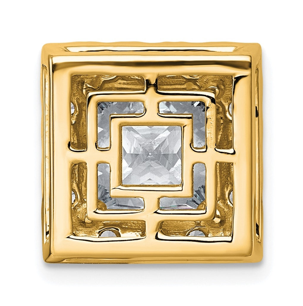14K Yellow Or White Gold Certified Lab Grown Diamond VS+ F+ Princess Complete Halo Chain Slide Pendant