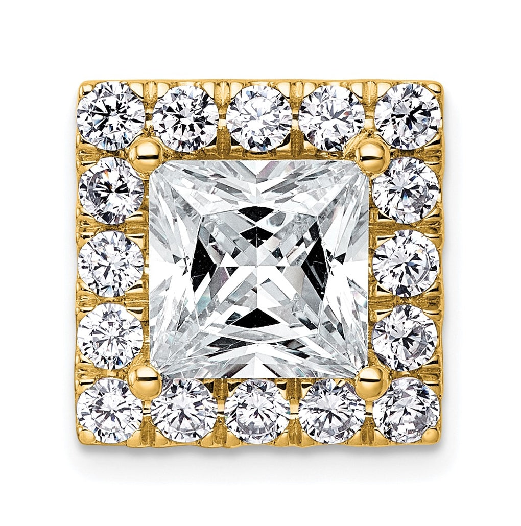 14K Yellow Or White Gold Certified Lab Grown Diamond VS+ F+ Princess Complete Halo Chain Slide Pendant